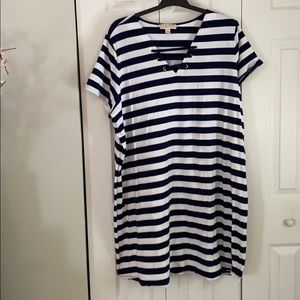Michael Kors navy and white striped dress